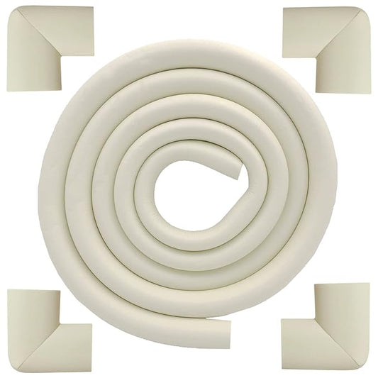 M2cbridge U Shape Extra Thick Furniture Table Edge Protectors Foam 6.5 Ft (Off White with 4 Corners)