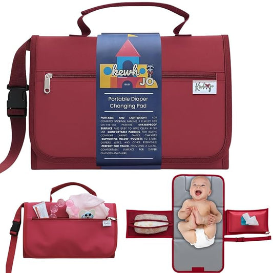 Portable Diaper Changing Pad - Compact Foldable Waterproof Travel Baby Changing Mat, Lightweight On-the-Go Diaper Clutch with Built-in Cushion & Wipe-Clean Surface