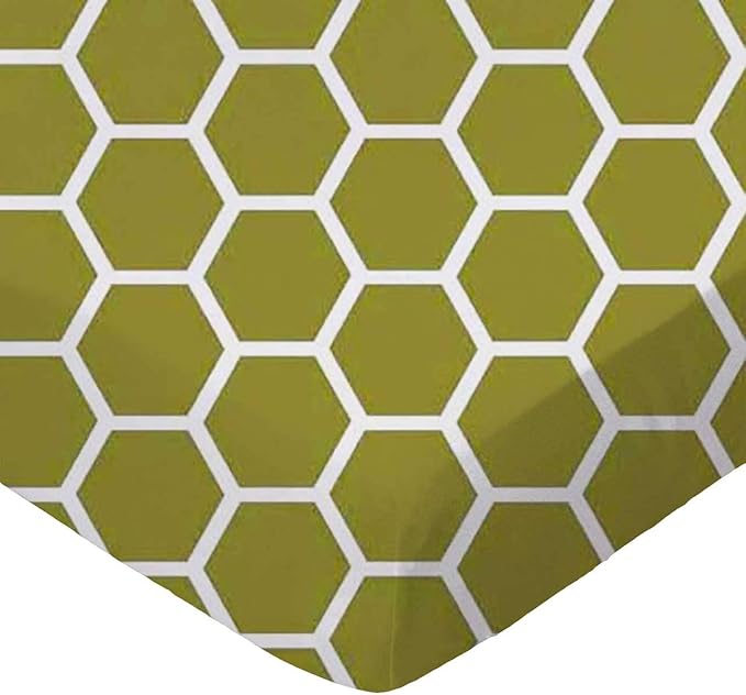 SheetWorld Baby Fitted Changing Pad Cover Sheet 16 x 33 inches, 100% Cotton Woven Sheet, Unisex Boy Girl, Sage Honeycomb, Made in USA