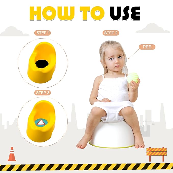 Geyee 24 Pcs Potty Training Stickers Potty You Pee on Toilet Reveal Stickers Chart Reusable Pee Decals Color Changing Seat Toilet Targets for Boys Girls Kids Training Use(Construction)