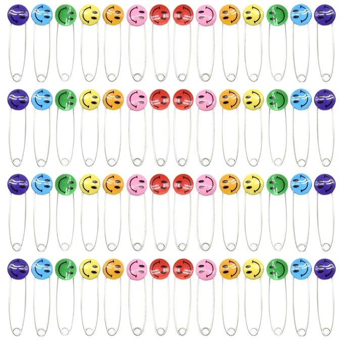 30 Pieces Safety Pins Diaper Pin 2.1 Inch Stainless Steel Nappy Pins Plastic Head Baby Safety Pins Colour Safe Locking Closures for Cloth Diapers (XL/Color)