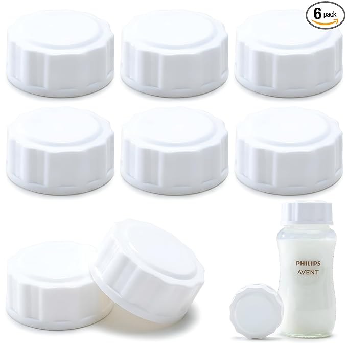 Travel and Storage Bottle Cap Compatible with with Philips Avent Natural & Anti-Colic Baby Bottle, Leak-Proof Lid, Easy-to-Clean, BPA-Free Reusable Cover for Freezing & Transport, 6-Pack