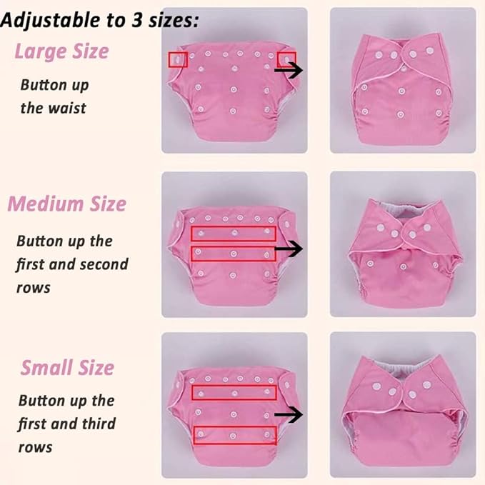 Baby Washable Reusable Cloth Diapers,7pcs