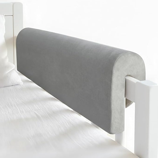 Toddlers' Bed Rail Bumpers Protector, Children's Bed Guardrail Padding, Soft Cushioned Barrier, Increased Height, Easy to Install, Washable Cover, Fits Floor, Bunk & Loft, 2.3 Ft, Gray, 1Pack