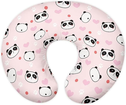 Panda Paw Heart Nursing Pillow Cover for Newborn U-Shaped Breastfeeding Pillow Slipcover Hidden Zipper Design Soft and Skin-Friendly