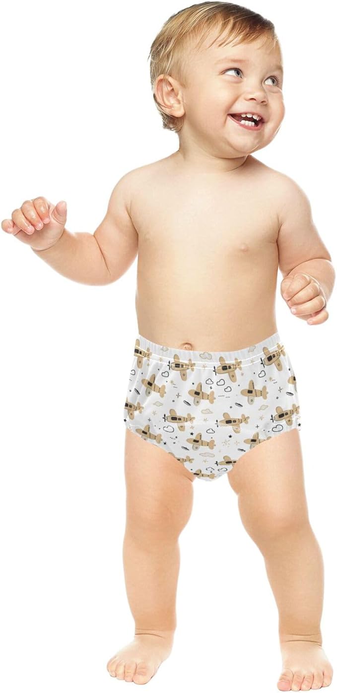 Little Boys Sleep Training Underwear Soft Cotton Shorts Underwear for Infant 3T Cute Airplane Cartoon Pattern with Simple Lines