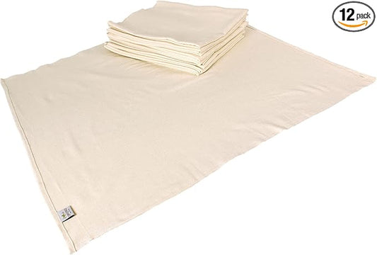 OsoCozy Unbleached Birdseye Flat Cloth Diapers (1 Dozen) - 27.5 x 30.5 Inches, One-Layer Flat Cloth Baby Nappies Made of Soft, Durable 100% Birdseye Weave Cotton