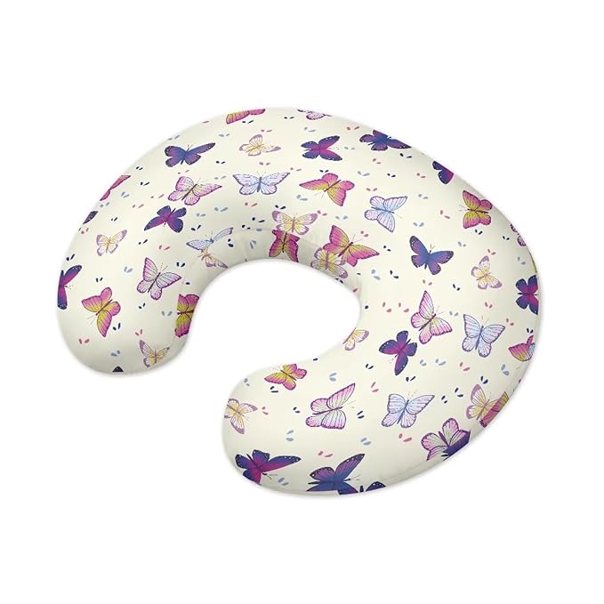 Colorful Butterfly Newborn Nursing Pillow Cover with Hidden Zipper Ultra Soft Skin-Friendly Baby Nursing Pillowcase Easy to Put On & Take Off Breastfeeding Pillow Slipcover