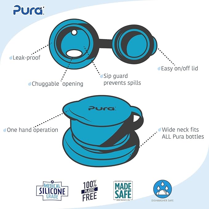 Pura Sport Big Mouth Silicone Sport Top Lid - Plastic-Free, Spill-Leak Proof, Medical-Grade, Fits All Pura Bottle - Moss