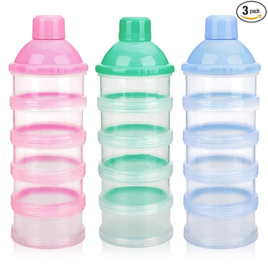 Accmor Formula Dispenser On The Go, 5 Compartments Stackable Formula Container for Travel, Baby Milk Powder Kids Snack Container, BPA Free