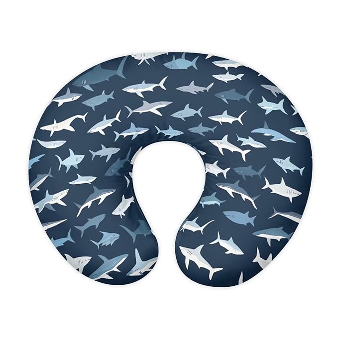 Shark Nursing Pillow Cover Stretchable Neutral Breastfeeding Pillow Slipcover for Baby Girl Boy Fits The Pillow for Breastfeeding and Bottle Feeding Nursing Pillow Case Blue