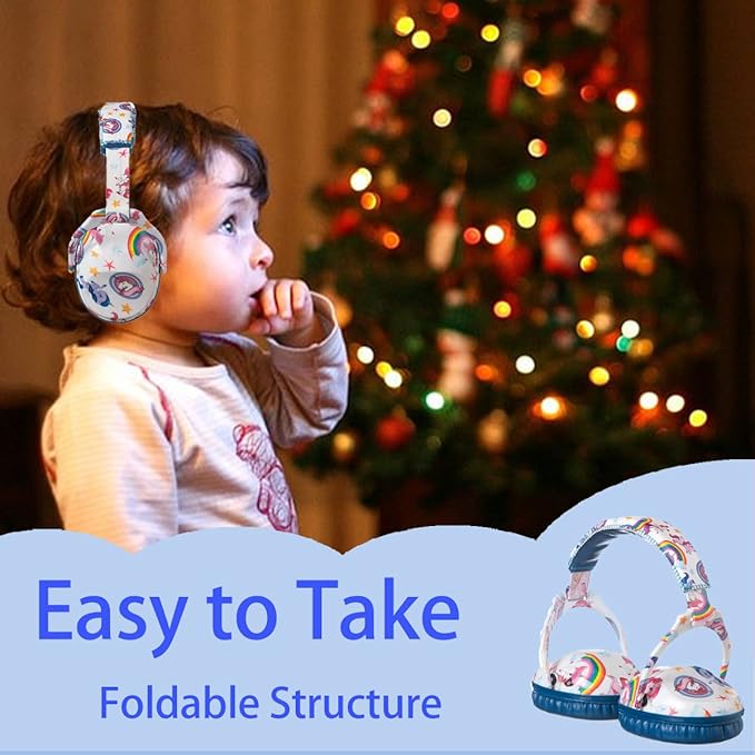 Kids Hearing Protection,25dB NRR Noise Reduction,Sound Proof for Kids,Toddler,Safety Earmuffs for Concert,Airplane,Autism,Monster Jam,Travel,School- Blue Unicorn
