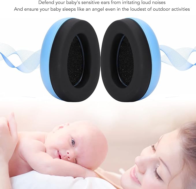 SUNGOOYUE Noise Cancelling Infant Ear Muff, Soft Padded Design Baby Earmuff Ear Protection Headphones with Elastic Headband(Blue)