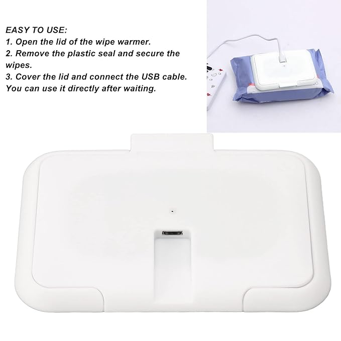 Plplaaoo Rechargeable Baby Wipe Warmer Portable USB Wet Wipe Heater with Constant Temperature, Double Layers Cover, Ultra-Thin Design for Home, Car & Travel,Compact Wipe Warmer