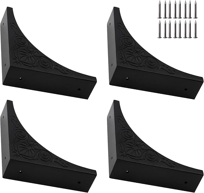 Pack of 4 2.56" Antique Metal Corner Protectors Corner Guard Decorative Desk Box Corner Protector Desk Case Edge Cover Guard Furniture Corner (Black Printing)