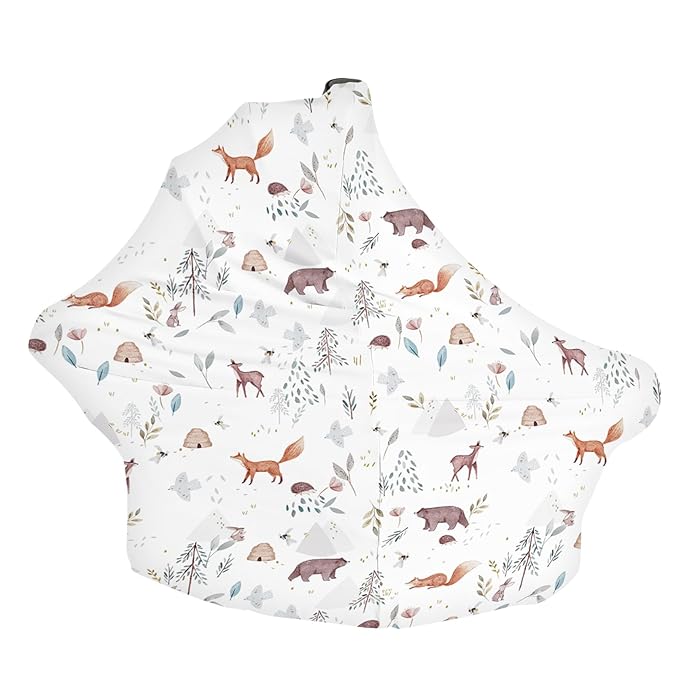 Nursing Cover for Newborn Breastfeeding Multi Use Infant Stroller Canopy Unisex Baby Car Seat Cover for Baby Boy and Girl (Animal 2)