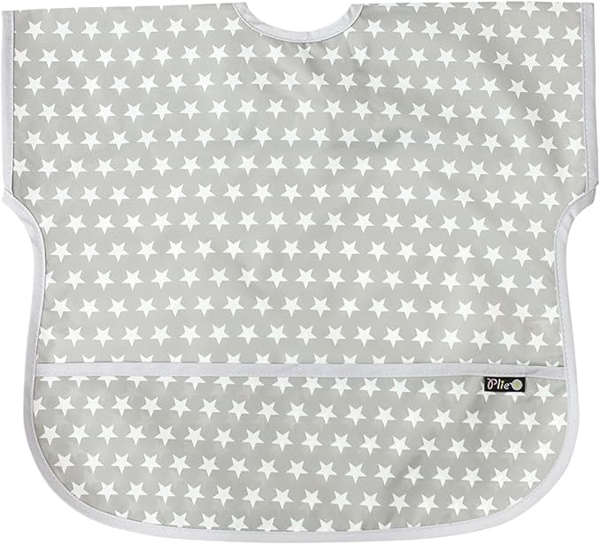 Plie Short Sleeve Waterproof Bib for Toddlers – Easy Clean Feeding Apron for Mealtime, Daycare, Self-Feeding, Lightweight