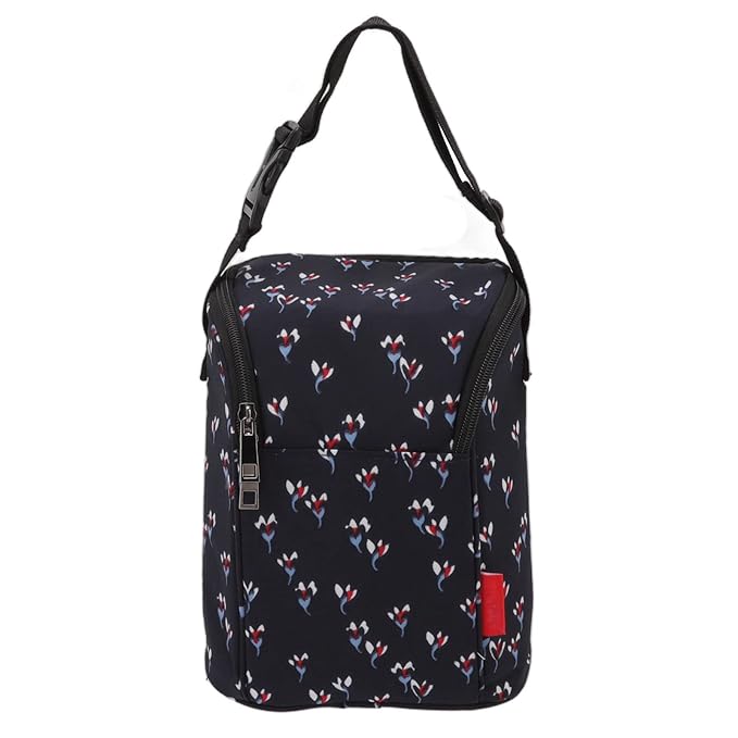 Garosa Breast Milk Storage Bags Insulated Cooler Bag for Nursing Mom Large Capacity Bottle Storage Thermal Tote Pouch Stylish Floral Black Lunch Keeper Portable Milk Cooler