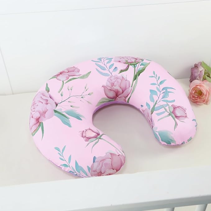 DILIMI Nursing Pillow Cover, Soft Stretchy Nursing Cover for Breastfeeding Pillow, 1 Pack Reversible Removable Slipover for Baby Boy and Girls, Purple Floral