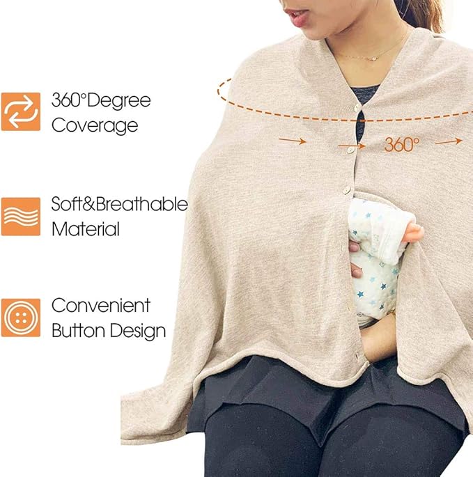 stylesilove Multi-Use Knit Nursing Shawl Poncho Adjustable Buttons for Breastfeeding Protection Nursing Cover Infinity Scarf
