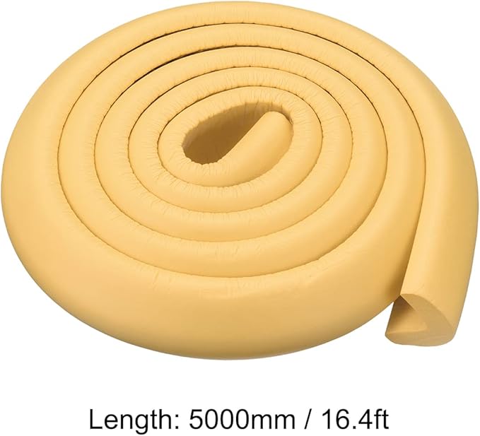 uxcell Corner Guards Edge Protectors 16.4ft(5M), Foam Safety Bumper L Shape for Furniture Corner Table Edge Guard, Wood