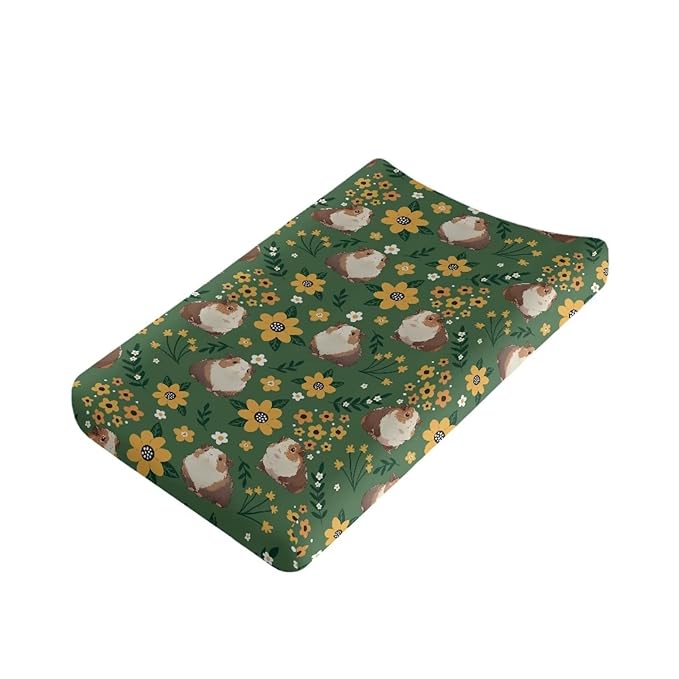 Hamster Changing Pad Cover for Baby Girls Comfort Diaper Flower Change Table Pad Covers Soft Breathable Changing Pad Sheets Cover