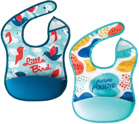 Tiny Twinkle Silicone Pocket Bibs - Waterproof, Food Catching, Mess-Proof Bibs for 6-24 Months Baby Boy and Girl, Toddlers