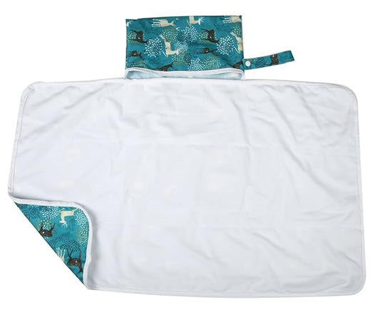 Baby Diaper Changing Mat Pad Portable Foldable Washable Compact Travel Nappy Waterproof Play Mat 30inx18.5in (Forest Deer)