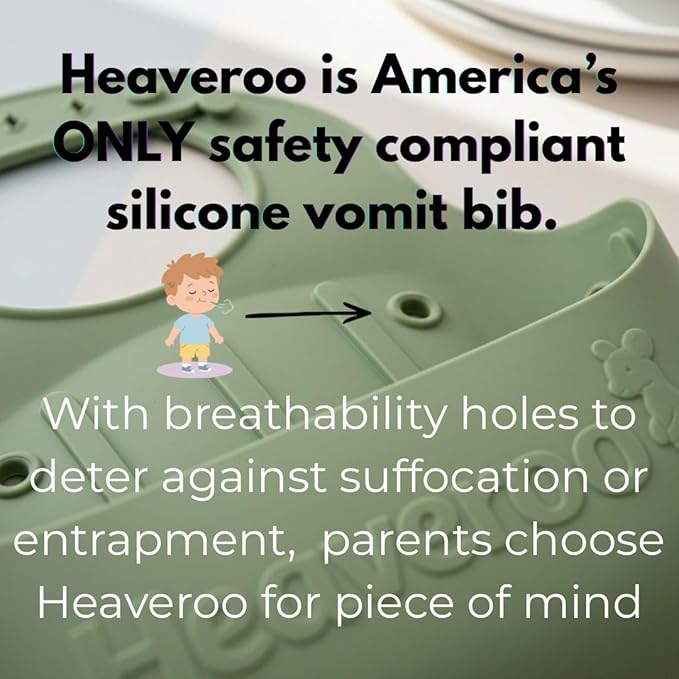 Silicone Vomit Bib, America's ONLY Safety Compliant Silicone Vomit bib, XL Bucket Design to Catch Vomit and other messes *Patented*