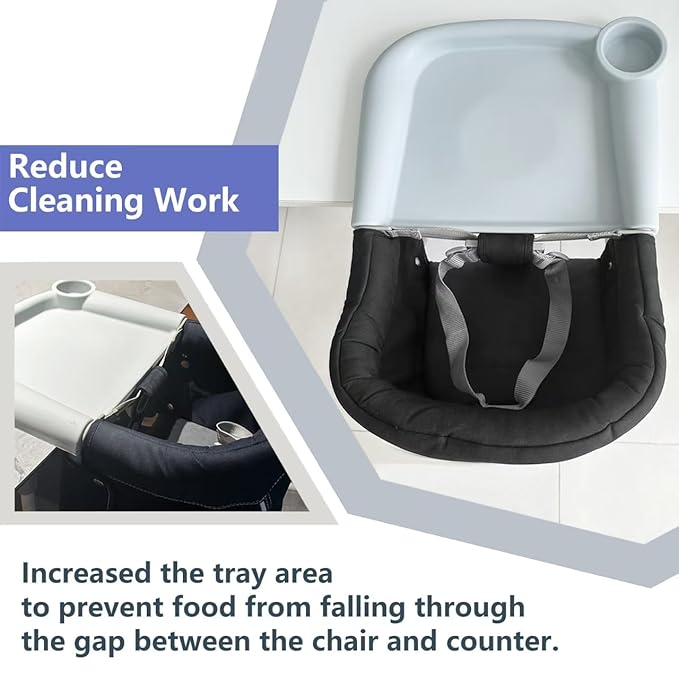 Silicone Baby Dining Tray Compatible with Inglesina Fast Table Chair & Other Hook-On High Chairs,Portable Clip-On Fast Table Chair Baby Tray, Dishwasher Safe & BPA Free (Upgraded Gray)