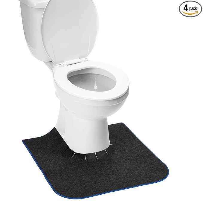 Upgrade Round Commode Potty Training Mats for Boys, Toilet Training Mats, Potty Training Toilet Rugs, Toilet Rugs u Shaped Washable,Toilet mats for Bathroom(4 Pack, Dark Grey)