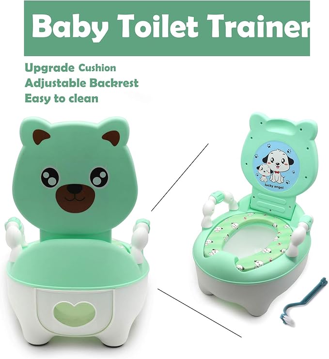 XKMT- Baby Kids Portable Bear Grean Potty Training Seat Toddler Portable Lovely Toilet Seat Stool Chair [P/N: ET-BABY003-GREEN]