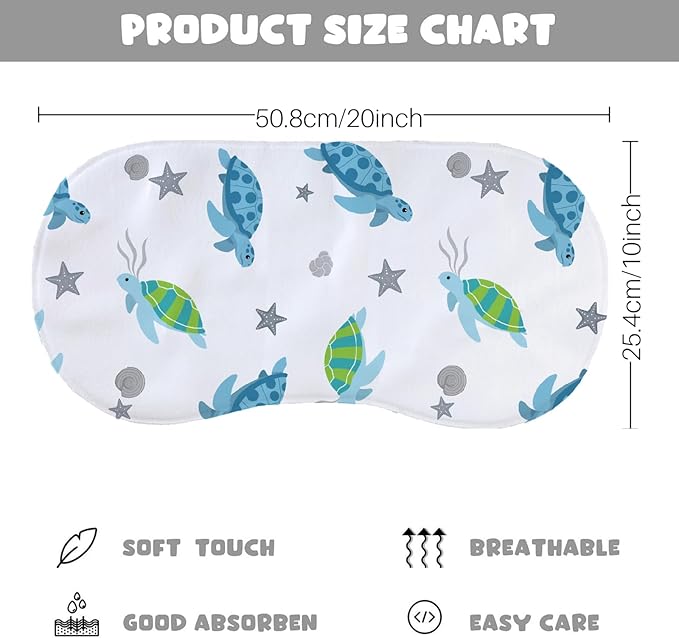 4 Pack Baby Burp Cloths for Boys Girls, Soft Cotton, Ocean Sea Turtle Theme Design, Super Absorbent Baby Burping Cloths for Newborns, Machine Washable and Reusable Baby Spit-Up Cloths