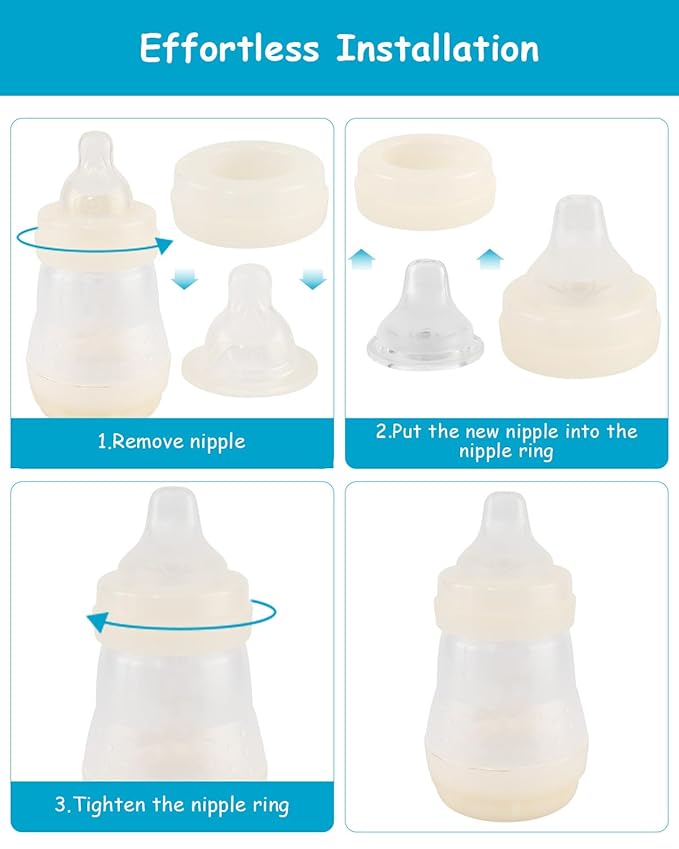 Sippy Spouts for Mam Baby Bottles, Soft 100% Silicone Sippy Cup Nipples, Variable Flow, 6m+, 6 Count