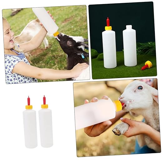 Levemolo 2sets Goat Milk Bottle Animal Feeding Bottle Material for Newborn Lambs