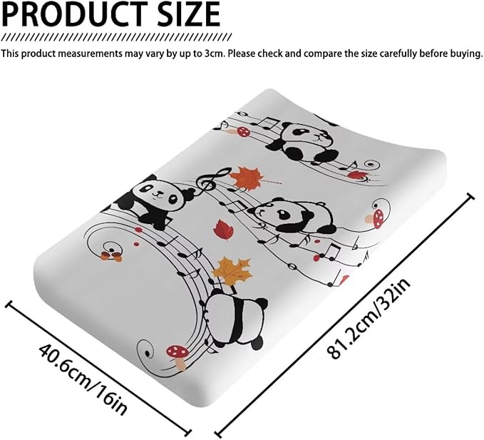 Panda Musical Baby Changing Pad Cover Waterproof Cradle Sheet Cozy Breathable Universal Tray Table Mat Stretchy Lightweight Sheet Crib Mat for Boys Girls