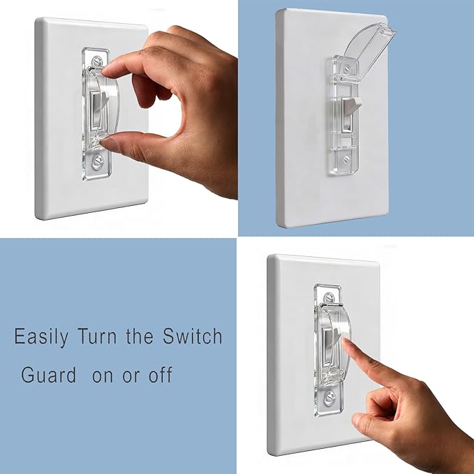 Wall Switch Guard 2-Pack Childproof Light Switch Covers Prevent Accidental Toggling for Kids and Home Safety Fits Standard North American Toggle Switches (Clear)