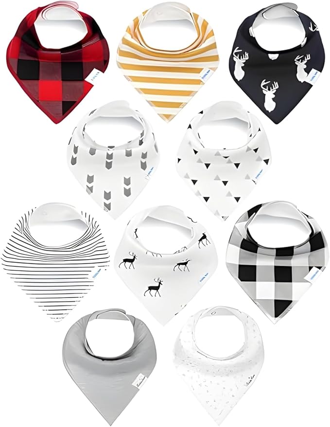 KiddyStar Drool Bibs for Babies – Organic, Unisex, Soft Absorbent Teething Bibs with Adjustable Snaps