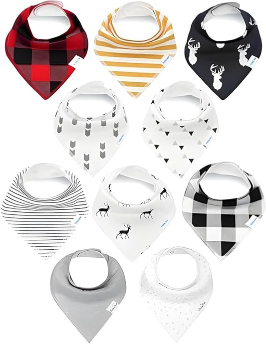 KiddyStar Drool Bibs for Babies – Organic, Unisex, Soft Absorbent Teething Bibs with Adjustable Snaps