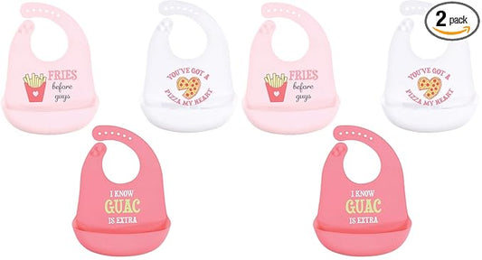 Hudson Baby Unisex Baby Silicone Bibs, Fries Before Guys, One Size (Pack of 2)