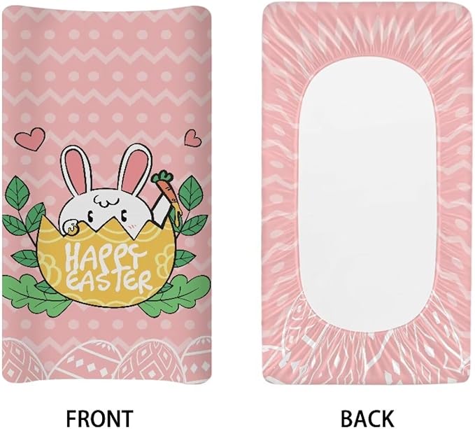 Rabbit Easter Changing Pad Cover Waterproof Breathable Universal Tray Table Mat for Boys Girls Stretchy Soft Changing Table Cover