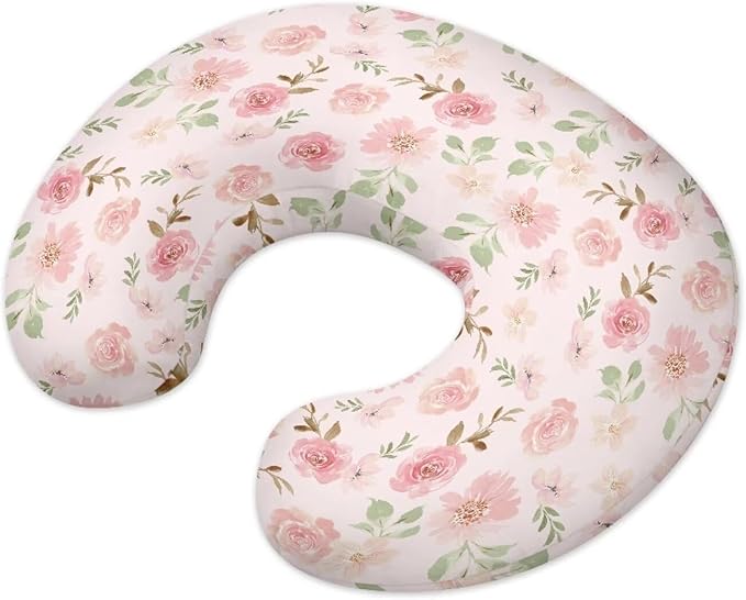 Floral Nursing Pillow Cover Breast Feeding Pillow Covers 1 Pack for Breastfeeding Pillow Soft Fabric Fits Snug On Infant Feeding Cushion Cover Pillow Not Included