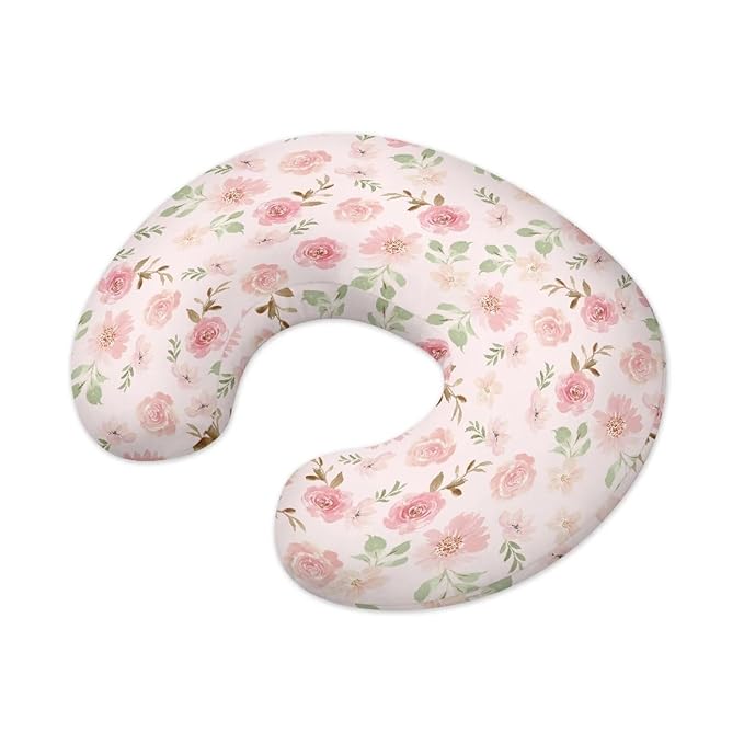 Pink Rose Flower Breastfeeding Pillow Slipcover for Baby Breastfeeding Nursing Pillow Slipcovers Super Soft Durable and Easy to Clean
