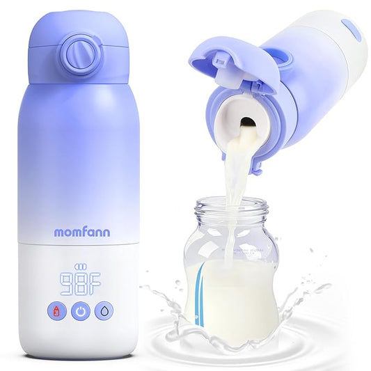 Portable Bottle Warmer for Travel, Dual Heating Modes, Instant Breastmilk, Formula, Water, Milk Warmer Bottle with 12 Ounces for Vehicle,car,Airplane Journey (Violet)