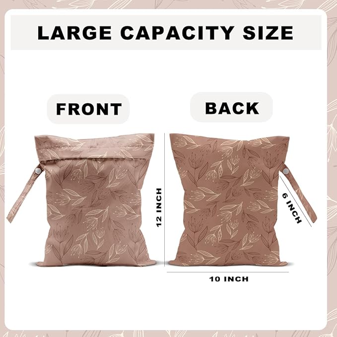 3 PCS Dandelion Travel Laundry Bags 12x10 Inch, Waterproof Washable Reusable Wet Bag with Handle, Wet Dry Bag for Swimsuit Travel Beach Pool Diapers Dirty Yoga Gym Clothes Stroller Toiletries