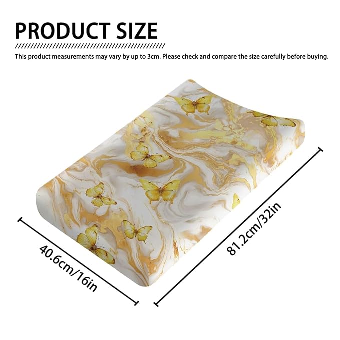 Baby Stretchy Changing Pad Cover, Breathable Changing Pad Cover for Infants and Toddles, Butterfly Marble Print 16 * 32 Inches
