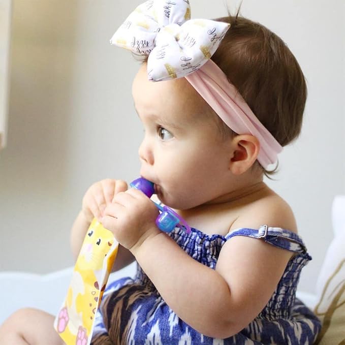ChooMee Reusable Baby Food Pouches | BPA Free | Refillable Toddler Squeeze Pouches for Homemade Purees, Applesauce & Yogurt | Double Zipper, Easy Fill & Wide Bottom | 8CT, 5oz SnakPack FreshSquad