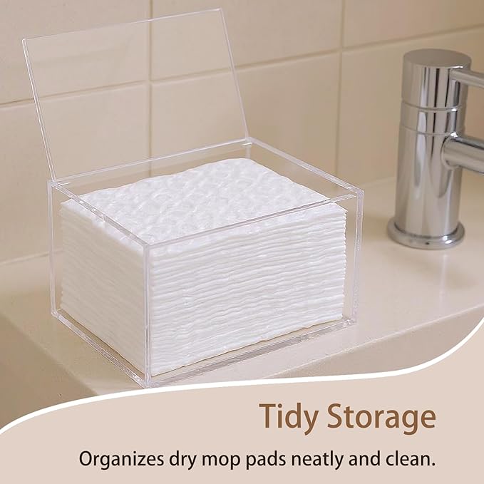Dry Sweeping Cloths Pad Holder Container, Floor Mopping Storage Acrylic Box for Fabric Softener Sheets, Clear