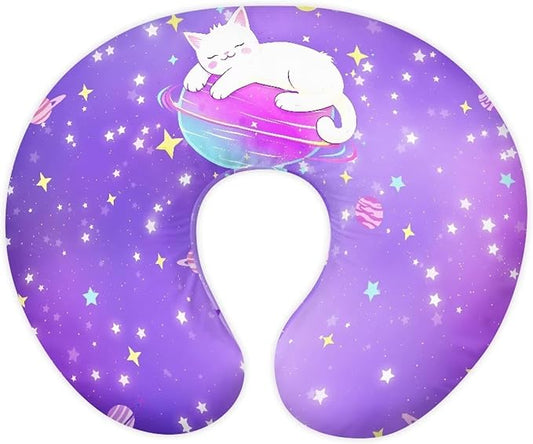 Purple Cat Nursing Pillow Cover for Feeding Pillow U-Shaped Breastfeeding Pillow Cover Hidden Zipper Design Soft and Skin-Friendly
