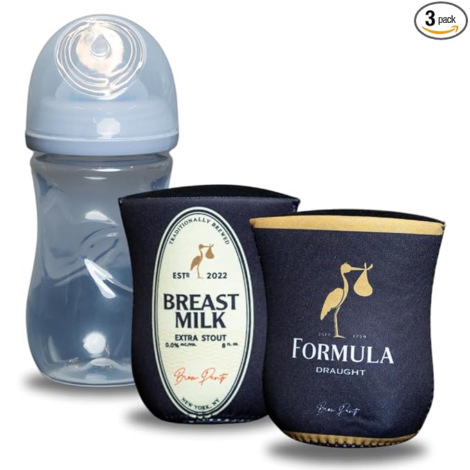 Irish Beer Themed Coozies for Baby Bottles - Funny Gift for New Parents & Baby Showers - (2 Premium Designed Neoprene Coozies + BPA/Lead/Phthalate Free Bottle Included)